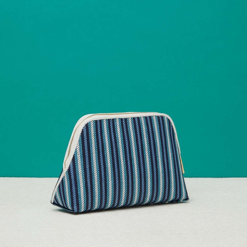 Diane von Furstenberg DVF - Raffia Cosmetic Pouch in Turquoise Stripe
